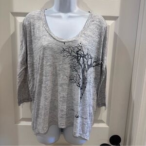 Alternative Gray Birch Tree Print Women's Top size large